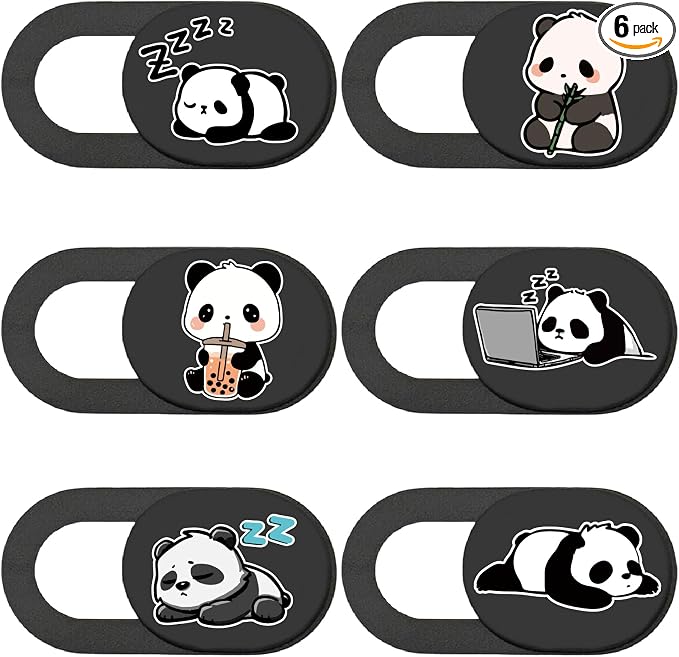 6Pcs Laptop Camera Covers Webcam Camera Cover Panda Pattern Privacy Security Guard Slide Phone Webcam Protector for Laptops Desktops Computers Smartphones Tablets Notebooks Mini PC Devices by PRESSINART