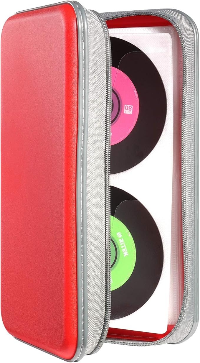 UENTIP CD Case,96 Capacity Hard Plastic DVD Case Holder for Car Home Travel | CD DVD Storage,Zipper Closure,Scratch-Resistant Sleeves,Stay Away Dust and Damp,Storage Music Video Gaming Discs Blu-ray by UENTIP