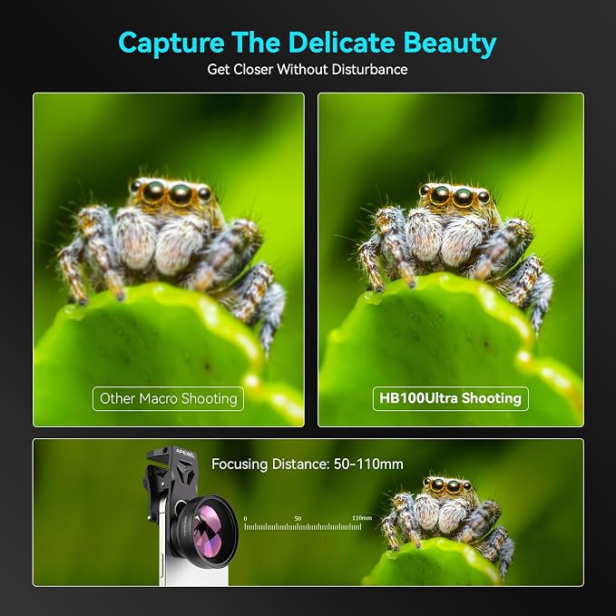 APEXEL 100Ultra Macro Lens - Enhanced Version Smartphone Lens for iPhone | for Samsung, Pixel | Professional Macro Photography of Flowers, Iinsects, Jewelry, Food Details and Other Small Objects - Image 2