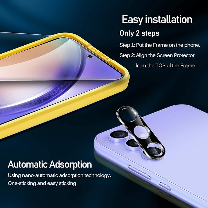 ivoler Screen Protector for Samsung Galaxy A54 5G Tempered Glass 6-Pack | with [Easy Installation Frame], Anti-Scratch Case Friendly Clear HD Film for Samsung Galaxy A54 6.4 inch - Image 6