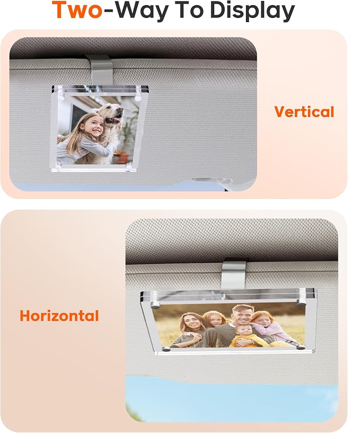 2Pcs 3"x3.5" Magnetic Car Visor Photo Holders - Strong Clip-on Picture Frames for Sun Visor - Personalized Photo Display for Family, Pets & Memories - Car Accessories Christmas Gift with Secure Clips. - Image 4