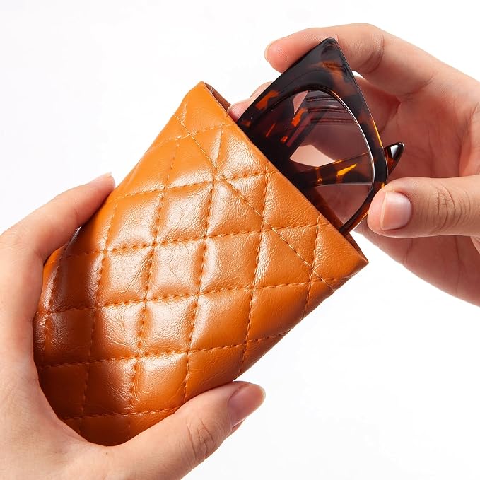TRIUMPH VISION Eyeglass Case Glasses Case Soft Sunglass Pouch Sleeve 3 Pack | Slim Lightweight Alternative to Bulky Case, Leather Lined Protect Lens, Squeeze Easy to Use, Stylish Portable for Daily Use - Image 3