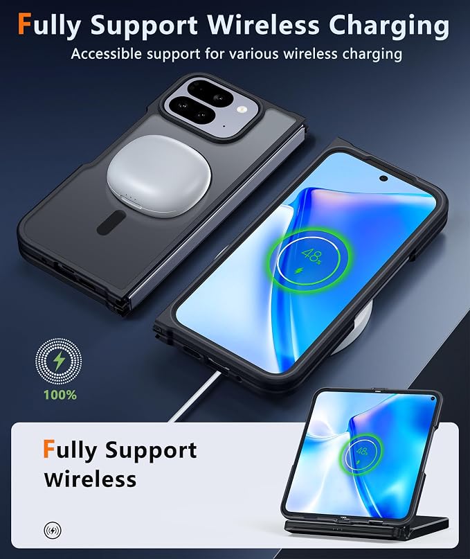 FNTCASE for Google Pixel 10 Pro Fold Case, Fit for Magsafe, Translucent | Matte Back, Strong Magnetic Charging, Slim, Tough, 14FT Military Grade Drop-proof, Anti Slip, Anti Fingerprint, Black - Image 3