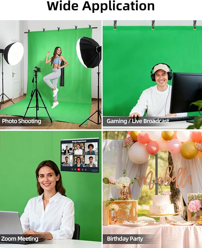 Hemmotop Wider Green Screen Backdrop with Stand, 8x7.5ft Background Kit | Solid Chroma Green, Polyester Cloth, Perfect for Streaming Video Calls Zoom Studio, Ideal for Content Creators, Photography - Image 5