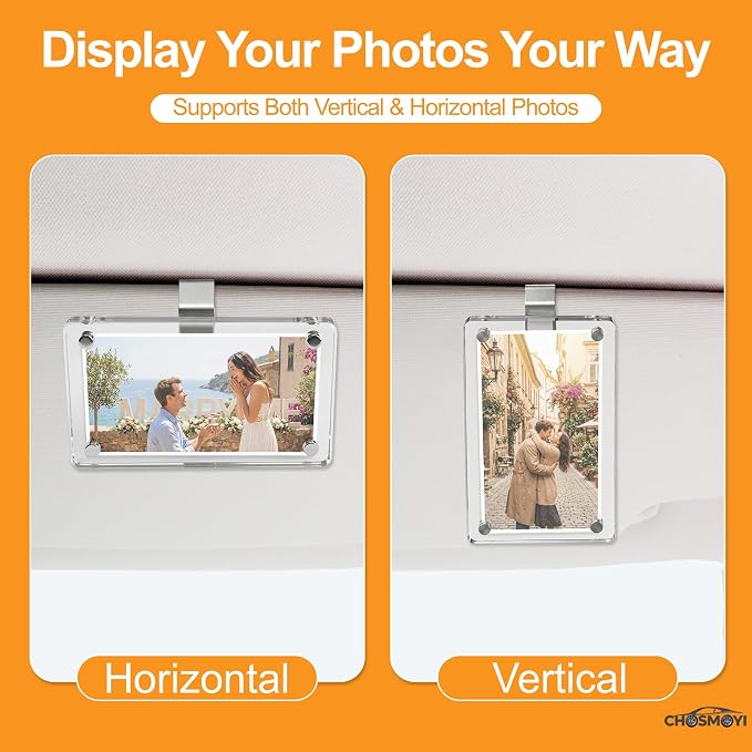 4 Pack Magnetic Car Picture Holder for Sun Visor, Photo Frame with Clips | Car Visor Magnetic Clips for 3 Inch Photos, Cute Car Decor Accessories, Personalized Gifts for Boyfriends and Loved Ones - Image 4