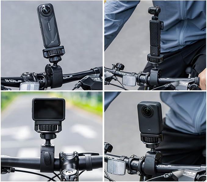 JJC Bike Pole Mount for Insta360 X5 X4 Air X3,with Ball Head | Handlebar Bike Pole Mount Clamp Mount,Lightweight ABS Crab Clamp for Round Pipe Tube Desk for DJI Osmo 360 Xtra 360 Gorpo Max - Image 2