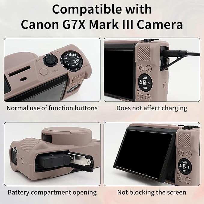 VOVMOEYA Camera Case for Canon Powershot G7 X Mark III with 2PCS Screen Protector,Full Pritection Soft G7X III Silicone Case Detachable Lens Cover Protective Cover for Canon G7XIII G7X3-Grey - Image 2