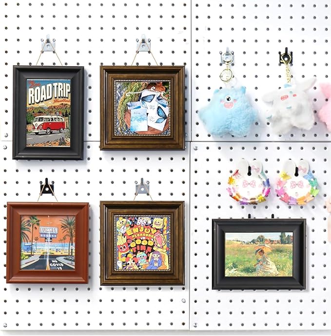 HUHOLE 20PC Black Pegboard Picture Hangers for 1/8 & 1/4 Inch Boards | U Shape Display Hooks with 10 lb Capacity for Pictures, Jewelry, Keys, Lanyards, Arts, Crafts and Retail - Image 5