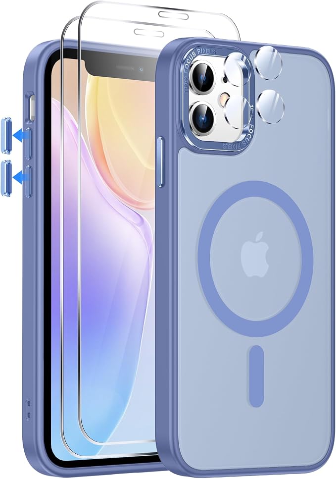 LeYi for iPhone-11 Case Blue Compatible with MagSafe Magnetic[ Screen Protector X2 + Camera Cover X2] Funda para ipone 11case Military Grade Protective Covers for i Phone 11 iphone11, Light Blue by LeYi