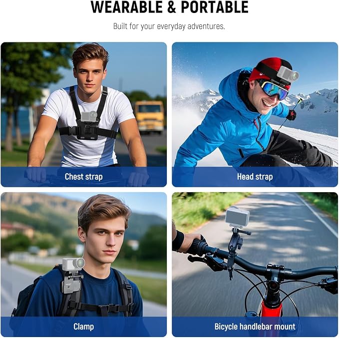 NEEWER 35 in 1 Action Camera Pro Accessories Kit Compatible with DJI Osmo Action 5 Pro 4 3 GoPro, Quick Release Adapter Mount for Diving Hiking Motorcycling Mountain Cycling Skiing Surfing Vlog, GP-51 - Image 2