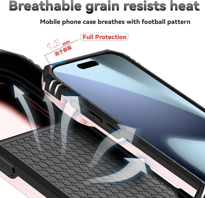 SunStory Phone Case for iPhone 17 Pro Case with HD Screen Protector & Slide Camera Cover & Rotated Ring Kickstand, [Military-Grade] Phone Case for iPhone 17 Pro, Rose Gold - Image 7