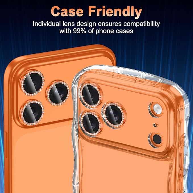 Meshine for iPhone 17 Pro/17 Pro Max Camera Lens Protector,Scratch Proof,Strong Adsorption,9H Hardness with Metal Ring Camera Cover,Ultra Thin Case Friendly, Accessories Lens Protector,Shiny Colorful - Image 6