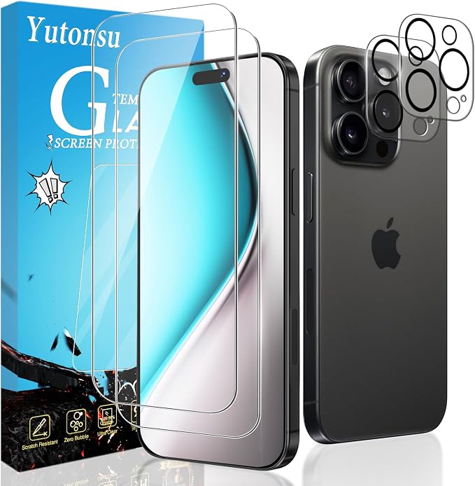 2 Pack Tempered Glass Screen Protector for iPhone 16 Pro 6.3-Inch | with Camera Lens Protector, Anti-Spy Tempered Glass Film, Easy Installation, 9H Hardness, Case Friendly by Unknown