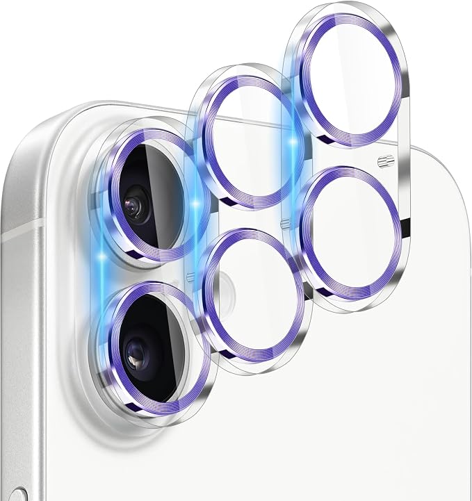 Dengduoduo 3 Pack Camera Lens Protector for iPhone 17, Tempered Glass, Ultra HD, 9H Hardness, Anti-Scratch, Case Friendly,[No Affect on Night Shots], Purple by Dengduoduo