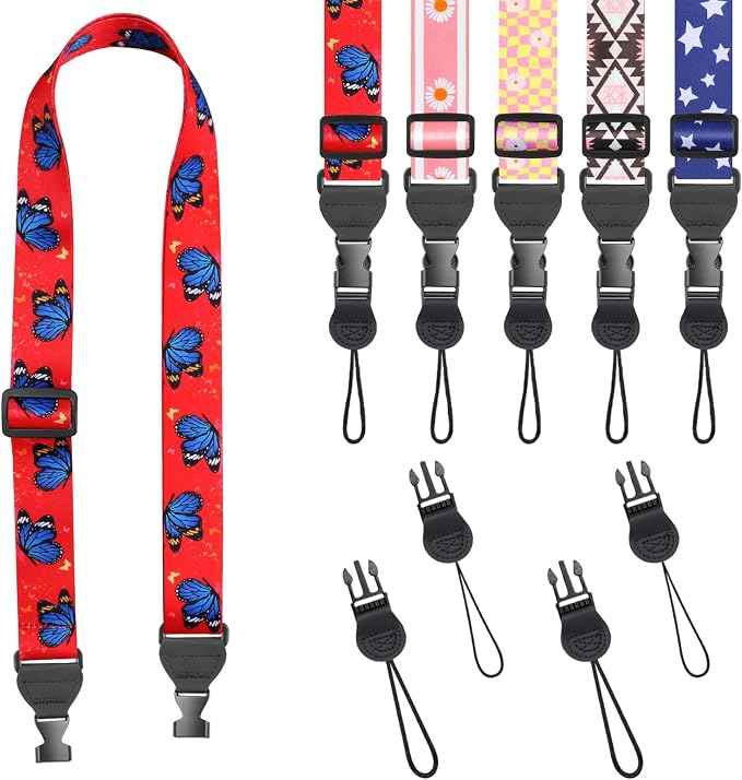 FIEIL Blue Butterfly Shoulder Strap, Adjustable Camera Strap with 2 Sets of Quick-Release Buckles, Comfortable Neck Strap for iPad, Tablet, Camera, Laptop, Binocular, Luggage Bag by FIEIL