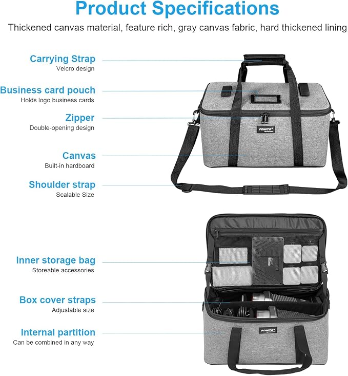 FOMITO AB-27 Foldable Camera Bag 16.73in x 11in x 8.66in Shockproof Case for DSLR, Gimbal, Drone Heavy-Duty Handle DIY liner - Image 8