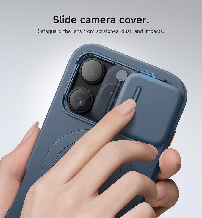 SURITCH for iPhone 16 Pro Case with Slide Camera Cover and Adjustable Kickstand, Compatible with MagSafe, Shockproof Bumper Case Slim Protective Cover for iPhone 16 Pro 6.3 Inch,Blue - Image 4