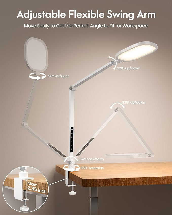 Video Conference Lighting for Computer, Zoom, Video Recording,White | 15W Desk Ring Light with C- Clamp, Swing Arm, Remote, Memory & Timer CRI 97.8, Video Lighting for Webcam,Streaming, Podcast - Image 3