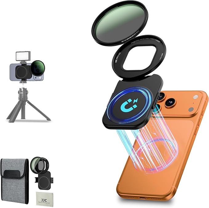 JJC 67mm CPL Filter for iPhone, Lens Mount Adapter with Polarizing Filter | Magnetic Lens Attachment for iPhone Air 17 16 15 14 Pro Max Plus, with 1/4" Screw & Cold Shoe, Ideal for Vlog/Video/Photo by JJC