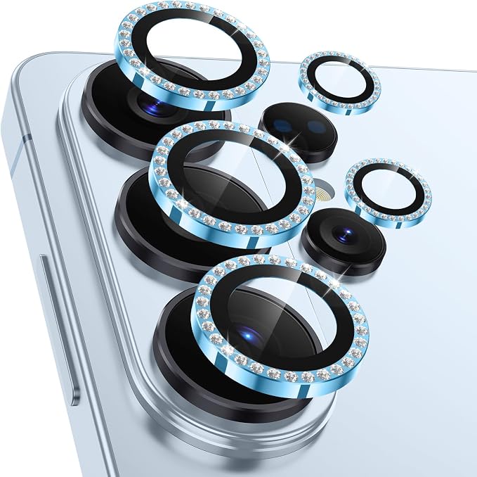 Meshine for Samsung Galaxy S26 Ultra Camera Lens Protector,Scratch Proof,Strong Adsorption,9H Hardness with Metal Ring Camera Cover,Ultra Thin Case Friendly, Accessories Lens Protector,Shiny Blue by Meshine
