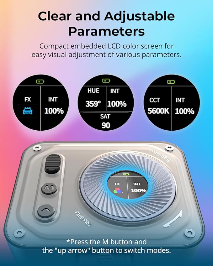 SmallRig RM120 RGB LED Video Light Panel, 7W Portable Metal Camera Light | 2500-8500K CRI TLCI 98+, 5000mAh / 3H Runtime / OLED Screen / 12 Effects for TikTok, Content Creator, Photographer - Image 3