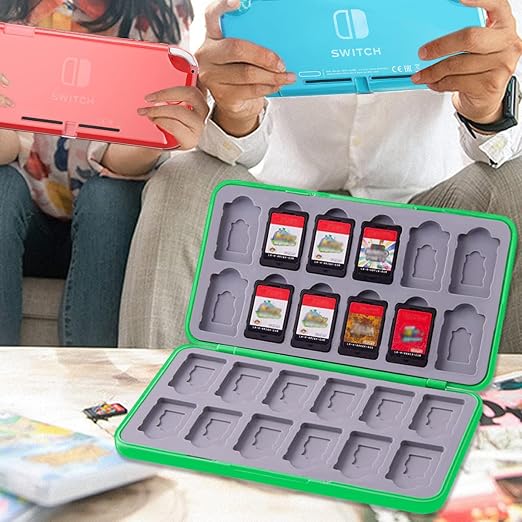 Game Card Case for Nintendo Switch/Switch 2/OLED/Lite, Portable Switch Game Case Magnetic Closure Games Holder with 24 Slots for Games Cards & SD Cards Durable Cartridge Cases Hard Shell, Green - Image 6