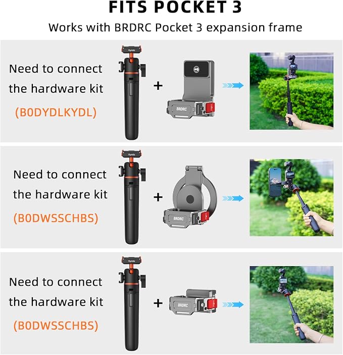 BRDRC Action 5 Pro Tripod Accessories, 21” Extension Rod Mini Table Desk Selfie Stick Portable Handle Grip Quick Release Stand with Cold Shoe for DJI Osmo Action 5 Pro 4 3 Camera - Image 8