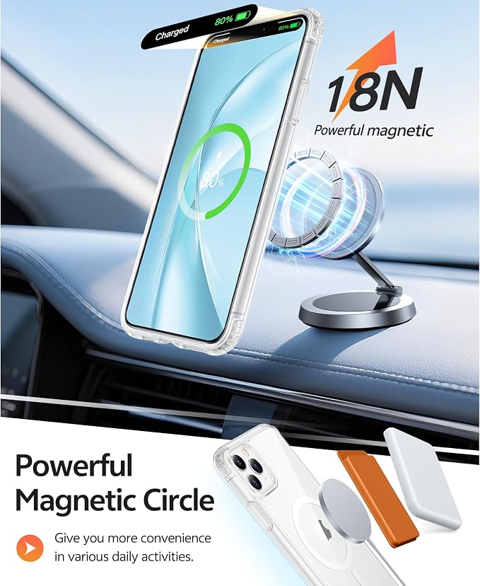 FNTCASE for iPhone 11 Pro Max Case Clear, Fit for Magsafe, Anti Yellowing | Magnetic Phone Cases, 14FT Military Grade Drop Protection, Slim Shockproof Protective Cover, Transparent - Image 3