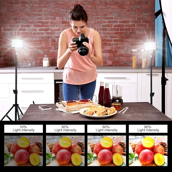 3 Packs 70 LED Video Light with Adjustable Tripod Stand/Color Filters, Obeamiu 5600K USB Studio Lighting Kit for Tablet/Low Angle Shooting, Collection Portrait YouTube Photography - Image 4