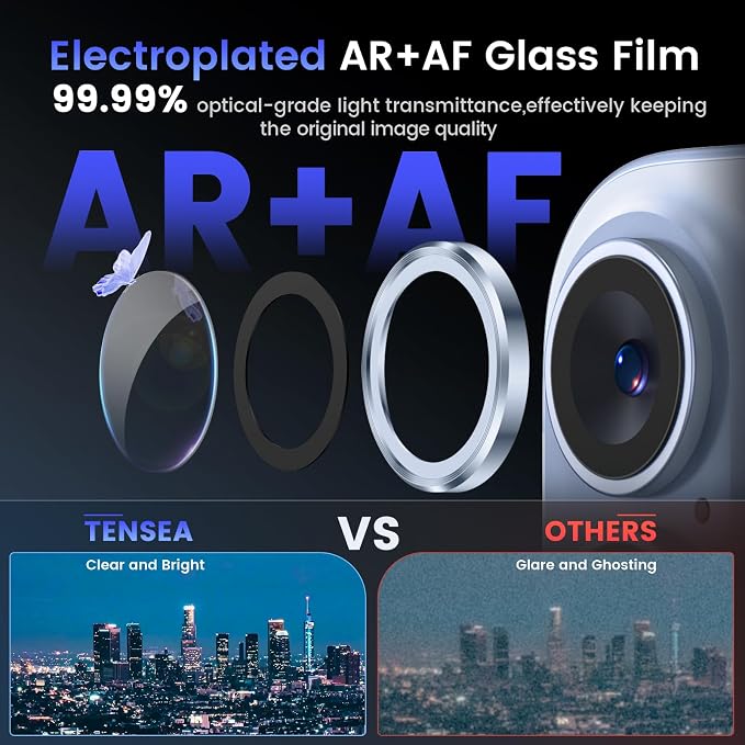 Tensea for iPhone 17 Camera Lens Protector, Camera Cover Screen Protector | Metal Individual Ring with 9H Tempered Glass for iPhone 17 6.3inch, HD Clear, Easy Installation, Full Protection - Image 3