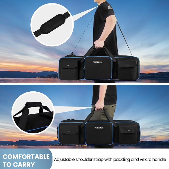 YOREPEK 40.5" Heavy Tripod Carrying Case Bag with 2 Padding Protective Pads | Water Resistant Light Stand Bag for Tripods, Monopods, Speaker Stands, Umbrellas, Studio Equipment Case fit Tripods Manfrotto - Image 6