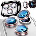 Uyiton for iPhone 17/16/15/14 (Pro Max & Pro) Camera Lens Protector | Unique Lines Text Design, Case-Friendly, Military-Grade Sapphire Glass Metal Camera Cover, Easy to Install, Silver+Red by Uyiton