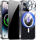 for iPhone 14 Pro Max Case Clear with Privacy Screen Protector | Full Camera Protection, Transparent Magnetic, Compatible with MagSafe, Shockproof Phone Cover, Slim Fit by ZOZDOKG