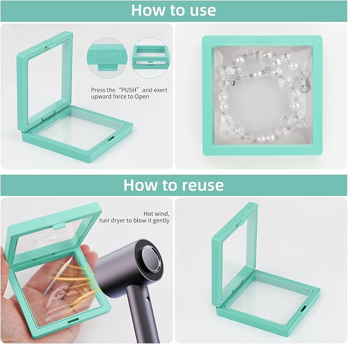20 Pcs Floating Frame Case with Stands, 3.5X 3.5 x 0.8 inch, Challenge Coin Display,Transparent PE Jewelry Storage Box, Floating Display Holder Stands for Antique Challenge Coins colourA - Image 4