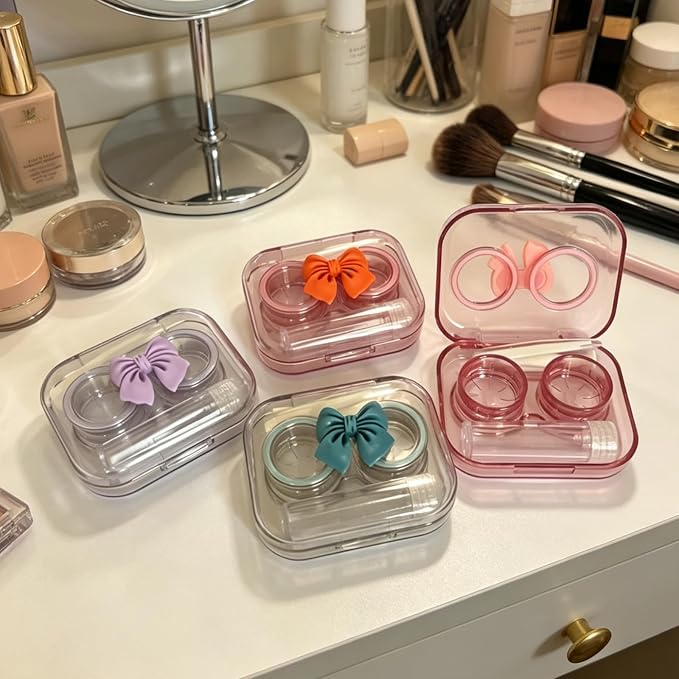 Contact Lens Case, Travel Size Flip Top Cute Colored Contact Lenses Applicator Remover Tool Kit with Solution Bottle for Daily Outdoor (4 Pack) - Image 6