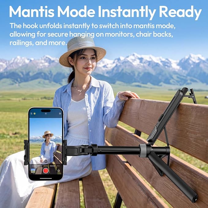 ULANZI TT86 Magnetic Tripod for iPhone 17, 35" Extendable Selfie Stick w Remote, 2-in-1 Phone Clip&Dual Cold Shoe Mounts-Lightweight Overhead Phone Tripod Stand for Vlogging, Travel, Video Recording - Image 3