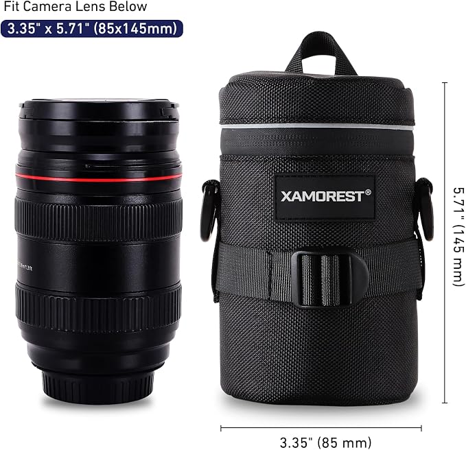 Camera Lens Case Lens Bag Compatible (3.15" x 5.71"(Nylon, Black)) - Image 5