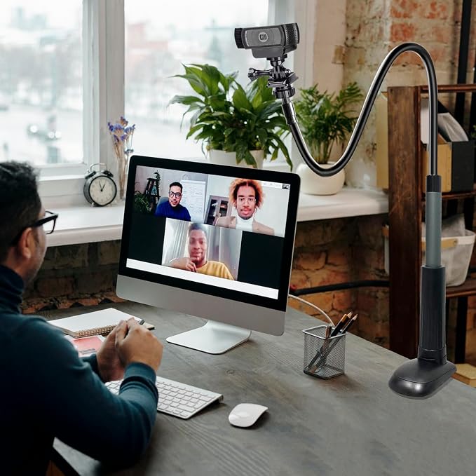 30 Inch Webcam Stand Camera Mount, Upgraded Thick Base Flexible Gooseneck Camera Stand Desk Webcam Mount Clamp for Logitech Webcams C930e C930 C920 C922x C922 Brio 4K C925e C615, Gopro Hero 8 7 6 5 4 - Image 4