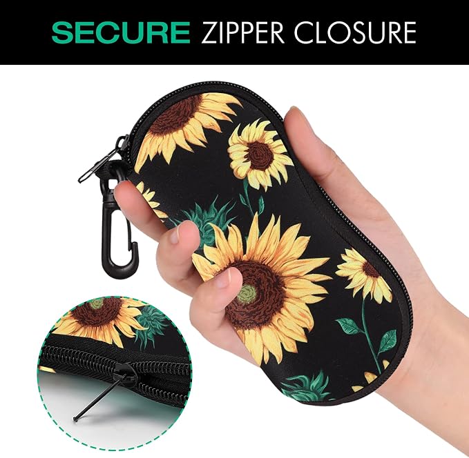 MoKo Sunglasses Soft Case Ultra Light Neoprene Zipper Eyeglass Case for Men Women - Image 5