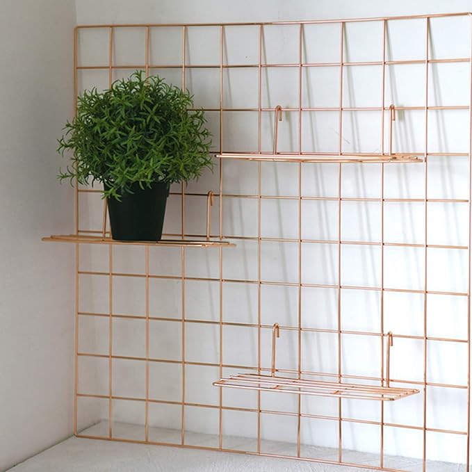 2 Pack Large Wall Grid Panels with Light and Clips, Photo Display Board, Picture Frame Collage Board, Wire Grid Wall Panel Room Decoration,Rose Gold | Picture Frames Collage , Wire Grid Wall Panel Room Decoration - Image 4