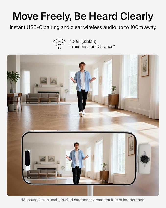 Belkin Stage Wireless Mini Microphone, Dual Lavalier Mic Set, Magnetic | 24-bit/48kHz audio, noise reduction, magnetic clip-on, 36-hour battery, for iPhone, Android, YouTube, vlogging - Image 7
