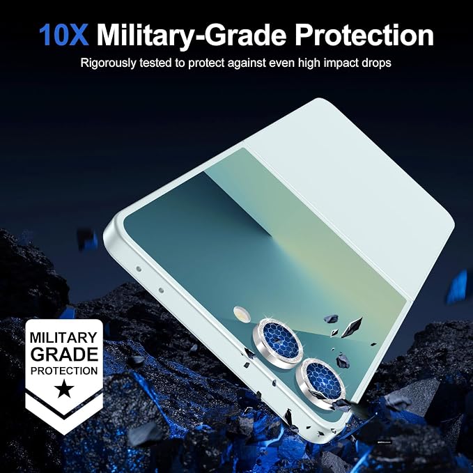 for Samsung Galaxy Z Flip 7 Camera Lens Protector, Individual Metal Ring Tempered Glass Lens Cover, [Strong Adsorption] Scratch Resistant Ultra-Thin HD Clear Lens Cover, 1 Set-Silvery Sparkly - Image 5