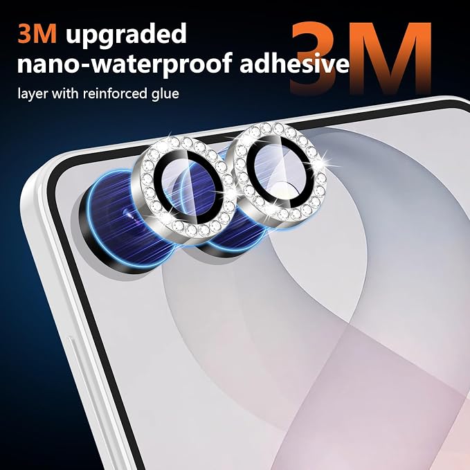 for Samsung Galaxy Z Flip 8 Camera Lens Protector, Individual Metal Ring Tempered Glass Lens Cover, [Strong Adsorption] Scratch Resistant Ultra-Thin HD Clear Lens Cover, 1 Set-Slivery Diamond - Image 4