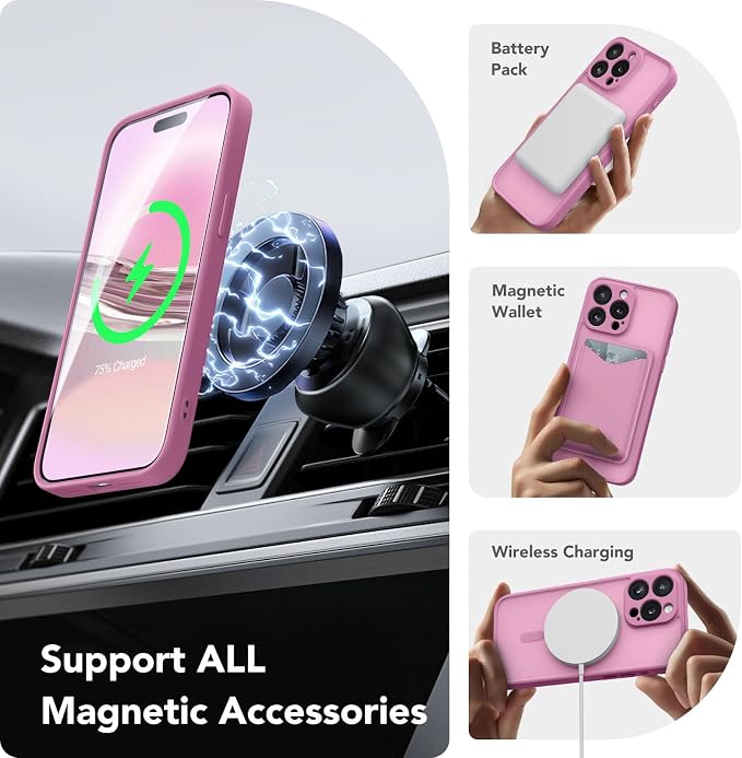 CAPRARO for iPhone 13 Pro Max Case, Compatible with MagSafe | Upgraded [Full Camera Protection] Shockproof Protective Slim Translucent Matte Magnetic Phone Case 6.7'', Grape Purple - Image 3