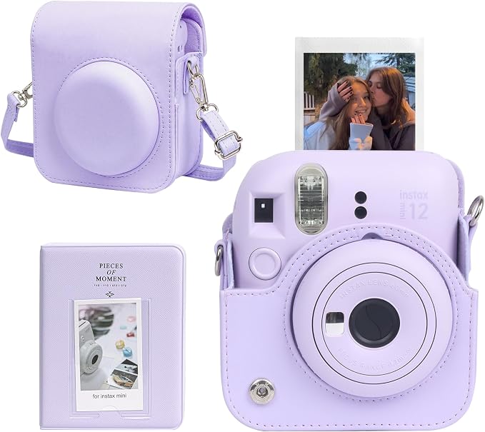 CAIYOULE Camera Case for Fujifilm Instax Mini 12 Instant Film Camera | Protective Camera Case, Camera Crossbody Bag for Fuji Mini 12 with Photo Album, Adjustable Shoulder Strap, Lilac Purple by CAIYOULE