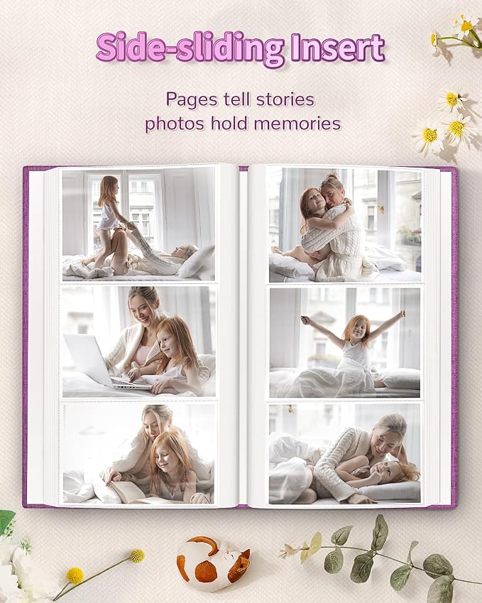 Artfeel Photo Album 4x6 with 300 Pockets,Slip-in Picture Albums,Linen Cover Memory Book with Front Window,White Page Vertical Photo Book for Wedding,Family,Anniversare,Baby,Vacation - Image 5