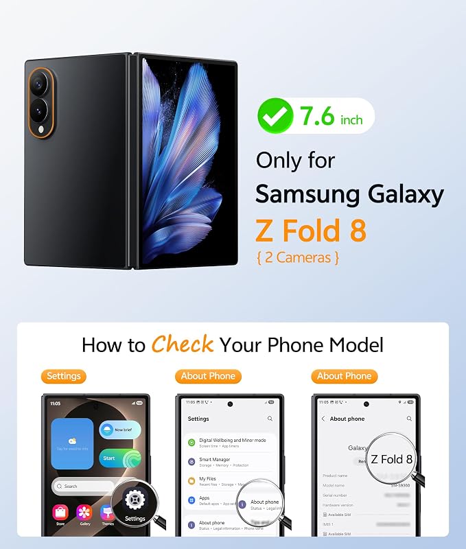 FNTCASE for Samsung Galaxy Z Fold 8 Case, Fit for Magsafe, Hinge Protection | Screen Protector, Translucent Matte Magnetic Back, 18FT Military Grade Drop Proof, Protective Phone Cover, Clear - Image 2