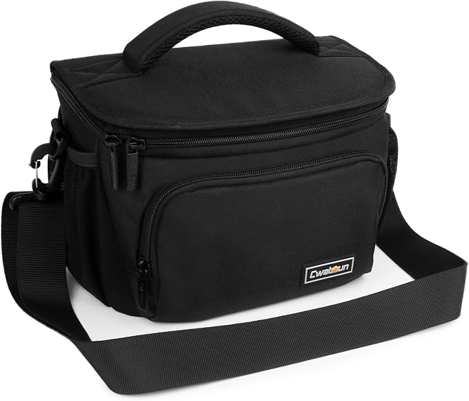 Cwatcun Camera Sling Bag, Waterresistant Crossbody Case for DSLR/Mirrorless | Fits 1DSLR+1lens. 18mm EPE foam, 600D waterproof, adj strap 14.1-26.8", front/side pockets, lightweight 1lb. by FocusonCameraBag