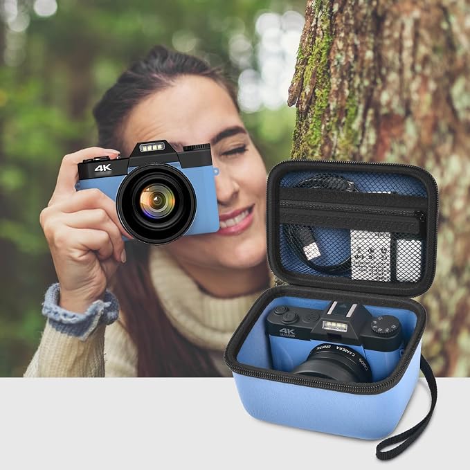 Comecase Vlogging Camera Case for Duluvulu/for VJIANGER 4K Digital Cameras | Mesh Pocket for Charging Cables and Batteries, Travel Storage for Vloggers, Parties and Camping (Blue) - Case Only - Image 6