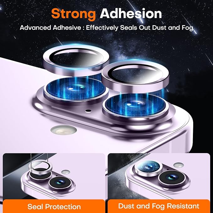 Camera Lens Protector for iPhone 17/16/16 Plus- Lavender | 9H Tempered Glass, Metal Individual Camera Cover, Accessories, Anti-drop, Case Friendly, HD Clear, Anti-Scratch - Image 2